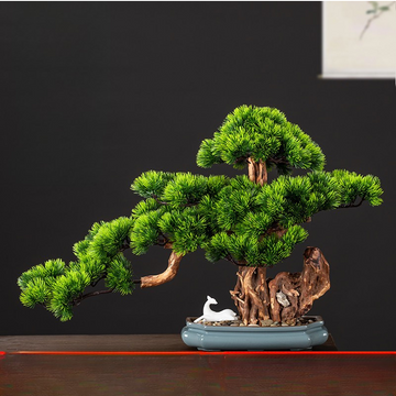 Artificial Pine Bonsai Tree Green Accent