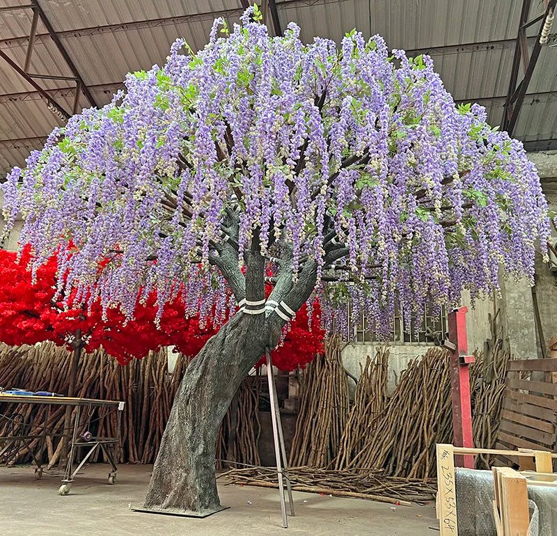 Romantic Purple Wisteria Tree Artificial Weeping Blooming Decor