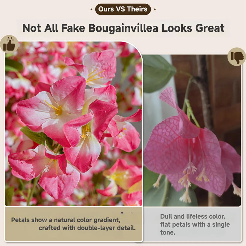 Artificial Bougainvillea Tree 7FT Faux Flowering Tree White Pot