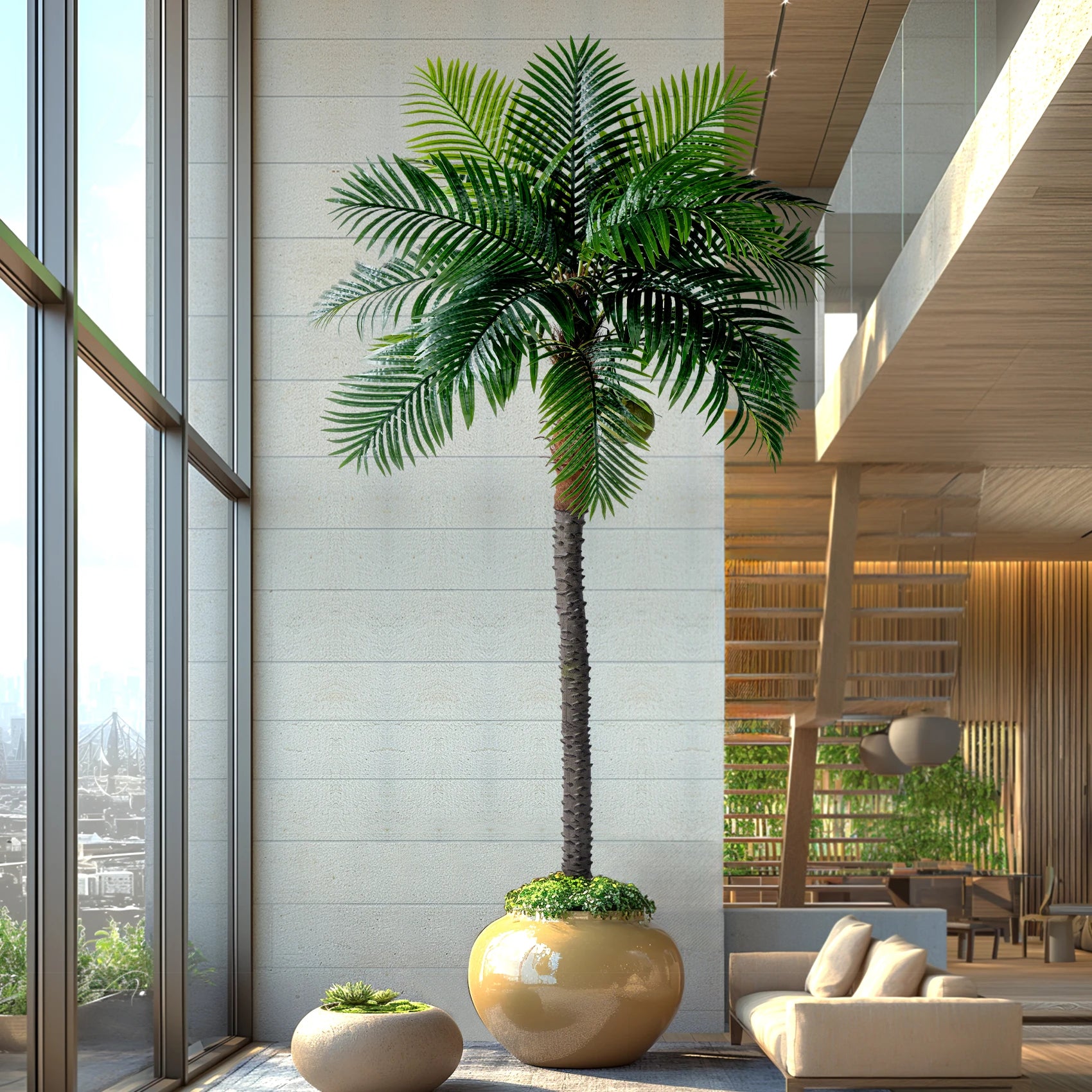 Artificial 8ft Coconut Palm Tree Indoor Outdoor Decor