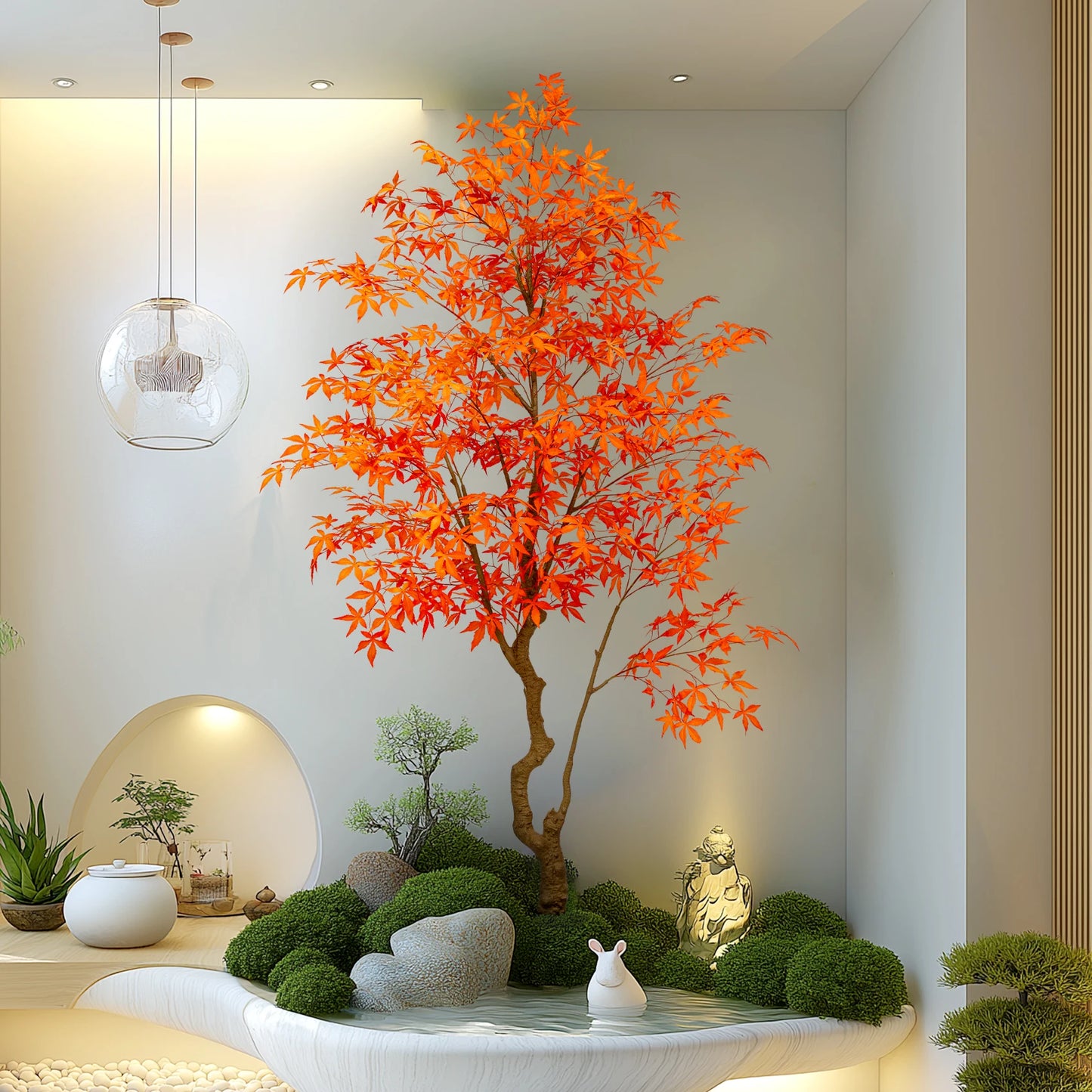 Artificial Golden Red Maple Tree 8ft Realistic Look