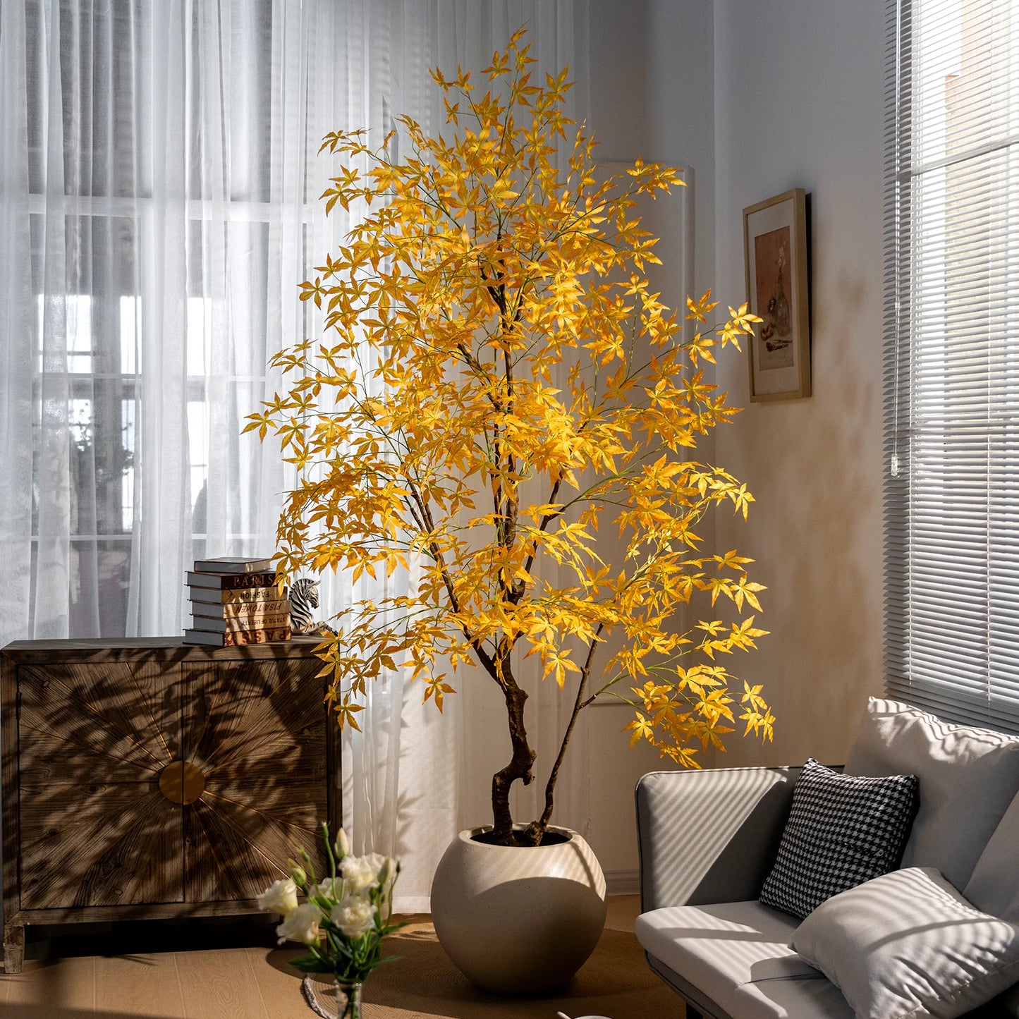 Artificial Golden Red Maple Tree 8ft Realistic Look