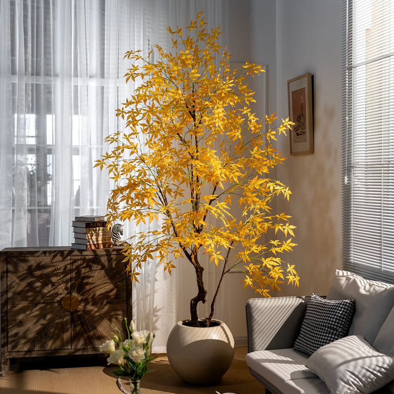 Artificial Golden Red Maple Tree 8ft Realistic Look