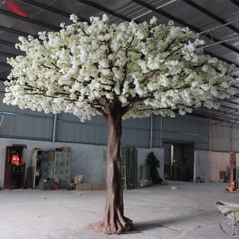 Artificial Silk Sakura Cherry Blossom Tree with White Flowers