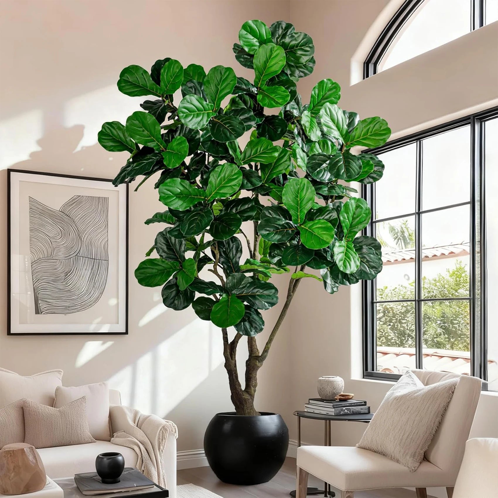 Artificial Fiddle Leaf Fig Tree Indoor 6–8FT – Faux Natural: Best Realistic  Artificial Trees for Commercial Indoor Outdoor Use