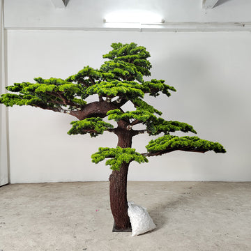 Artificial Pine Plant Natural Wood Trunk Indoor Display