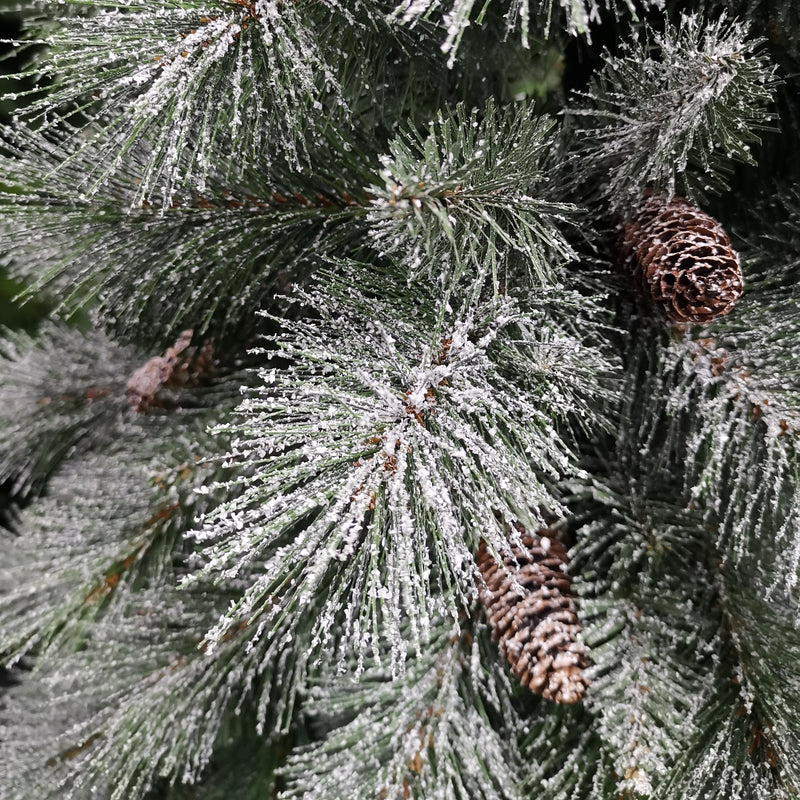Flocked Norway Spruce Artificial Christmas Tree with Pine Cones and Berries