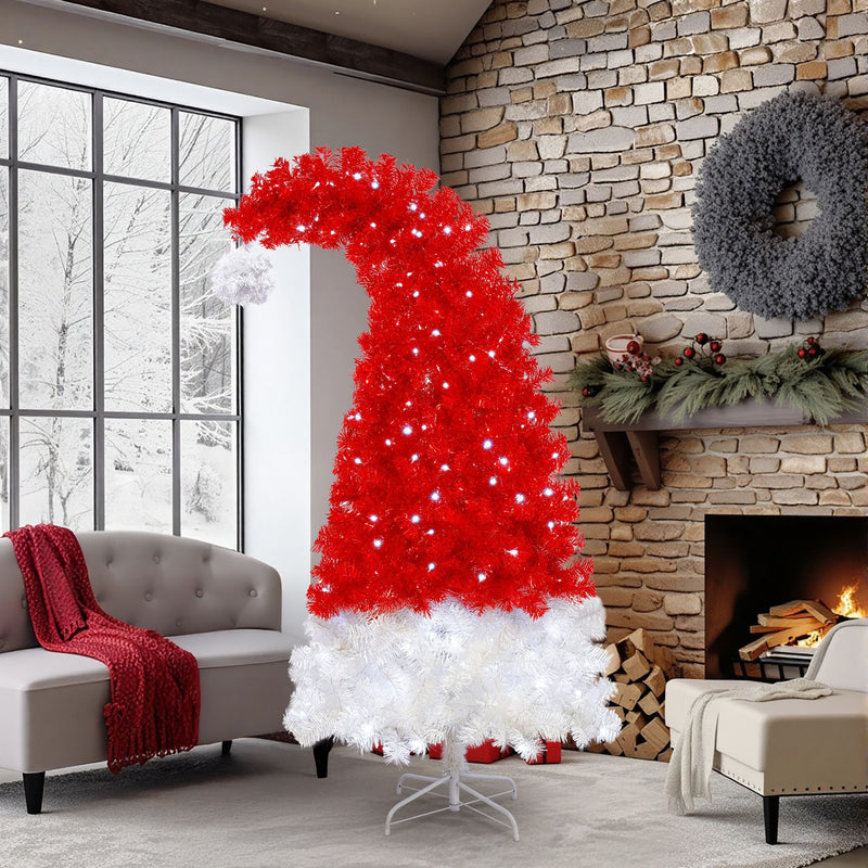 Hat Shaped Artificial Christmas Tree Tip Santa Curved LED