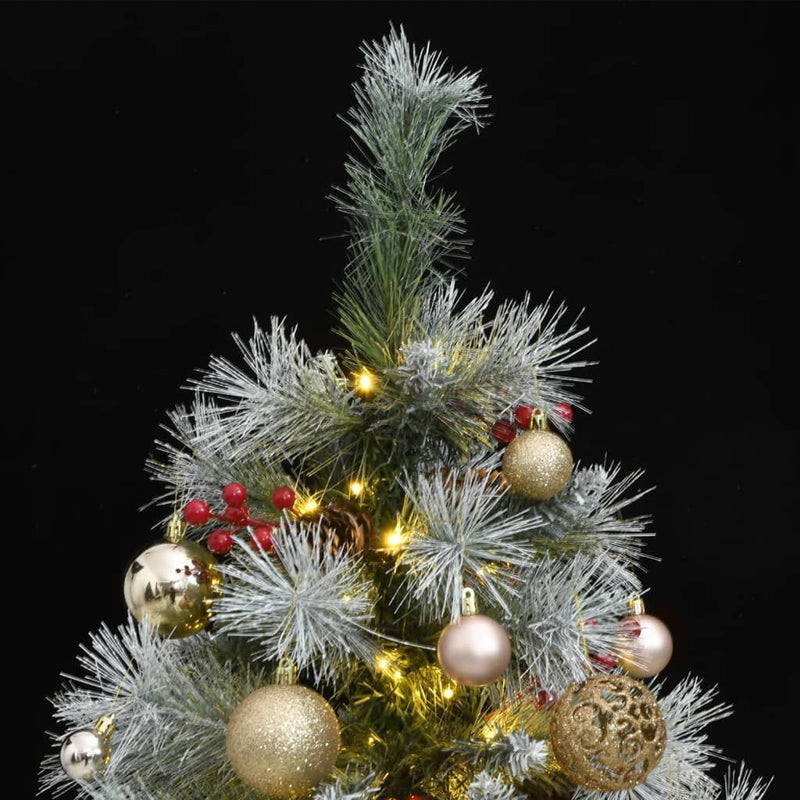 Hinged Artificial Christmas Tree with LEDs and Ball Set