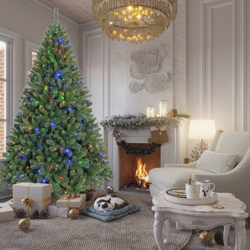 Full Pine Artificial Christmas Tree with Dual Color LED Lights