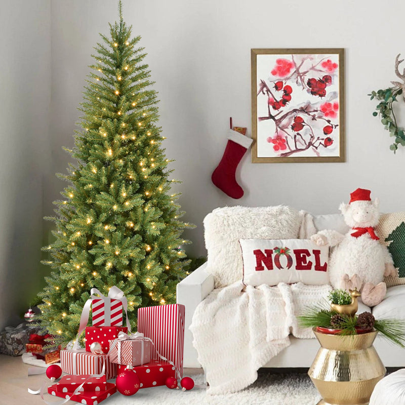 Narrow Fir Artificial Christmas Tree with Warm White LEDs