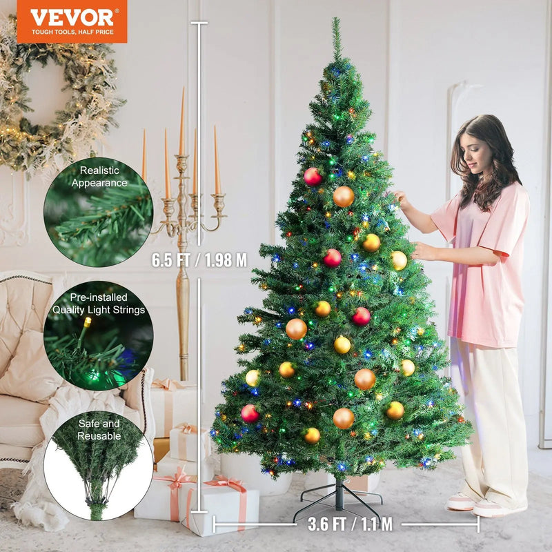 Prelit Artificial Christmas Tree with Color LED Lights
