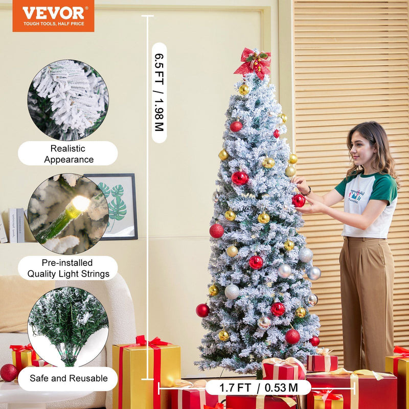 Prelit Flocked Christmas Tree with LED Lights