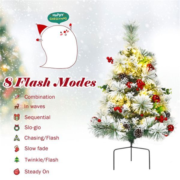 2 Pre Lit Pathway Flocked Christmas Trees Set