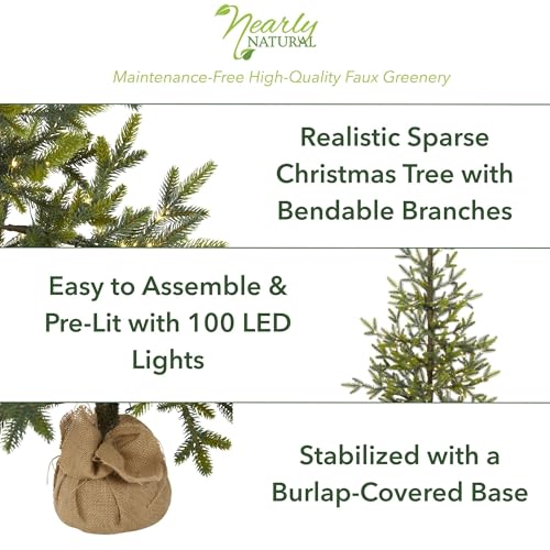 Fraser Fir Sparse Pre-Lit Artificial Christmas Tree with Burlap Base