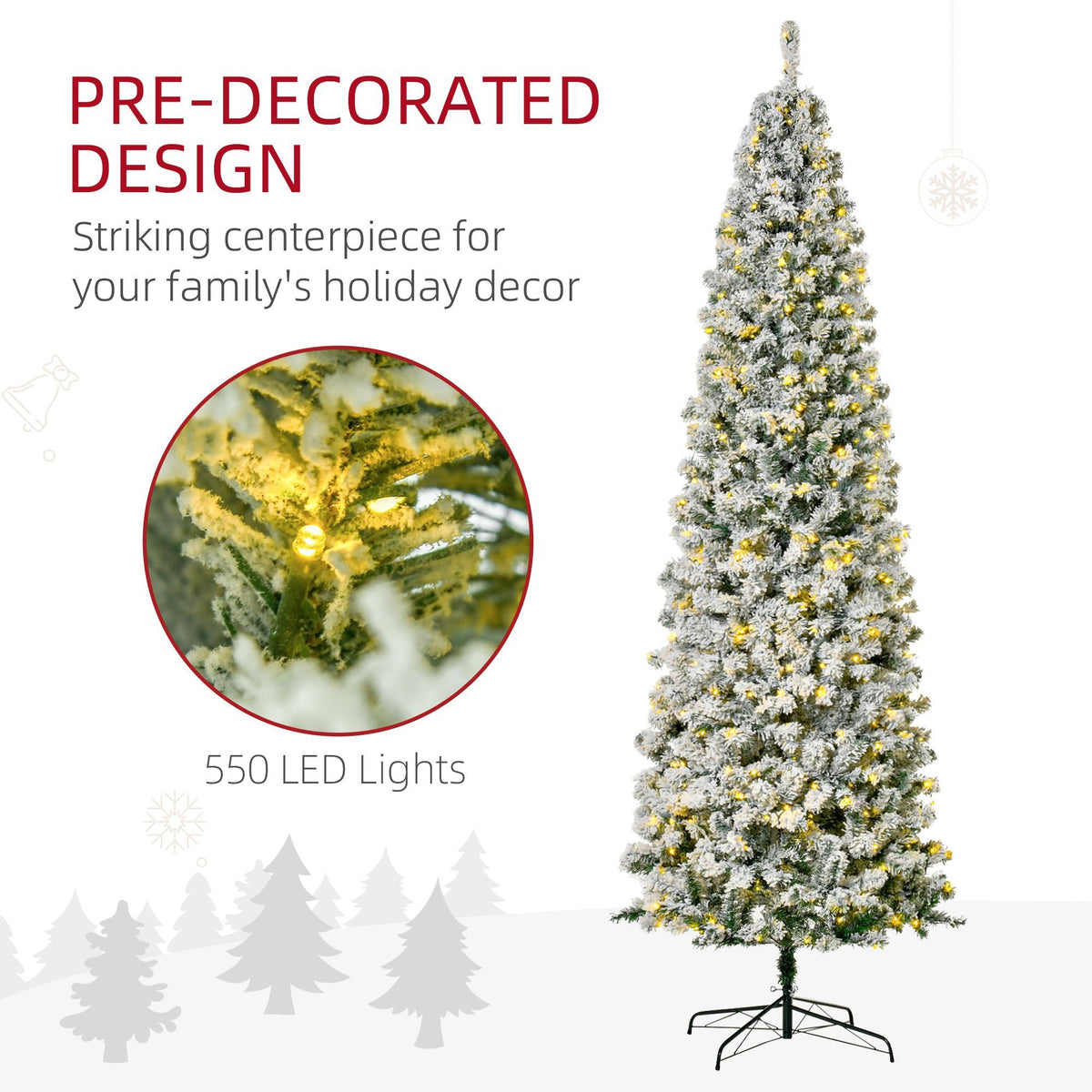 9ft Pre Lit Slim Douglas Fir Artificial Christmas Tree