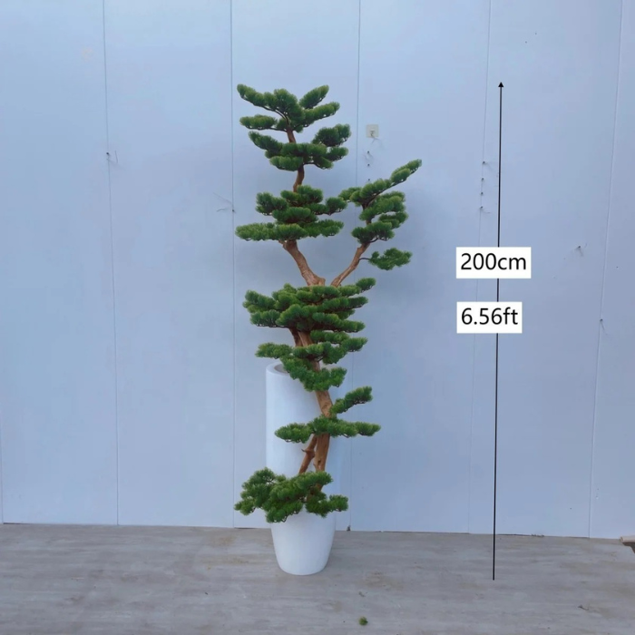 Artificial Podocarpus Bonsai Tree Lifelike Trunk Indoor Display