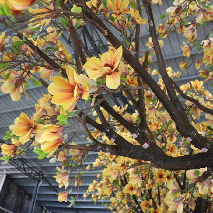 Artificial Magnolia Tree Natural Wood Trunk Hotel Lobby