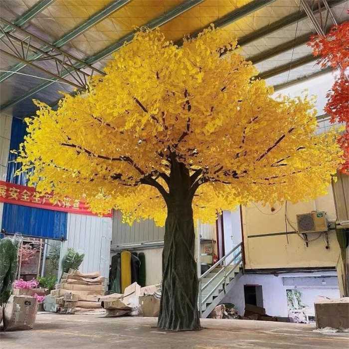 Artificial Ginkgo Tree Natural Wood Trunk Hotel Lobby