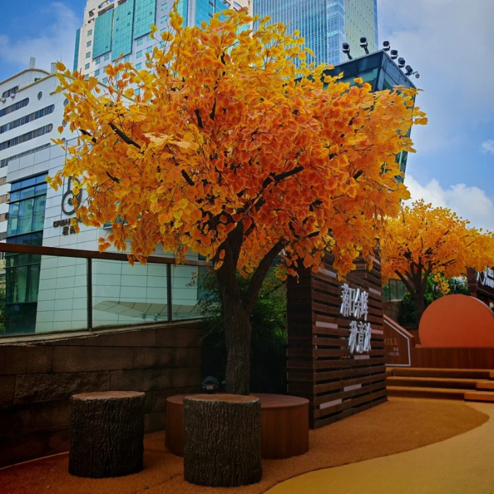 Artificial Ginkgo Tree Fiberglass Trunk Hospitality Use