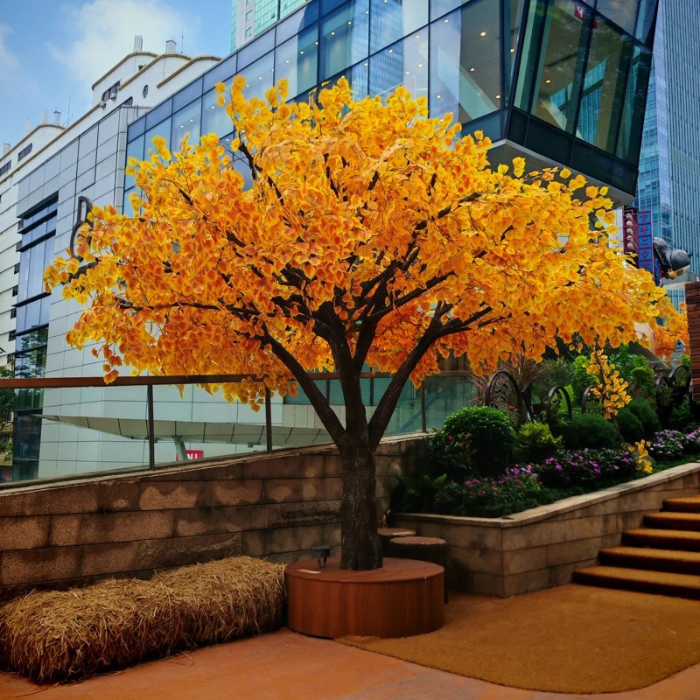 Artificial Ginkgo Tree Fiberglass Trunk Hospitality Use