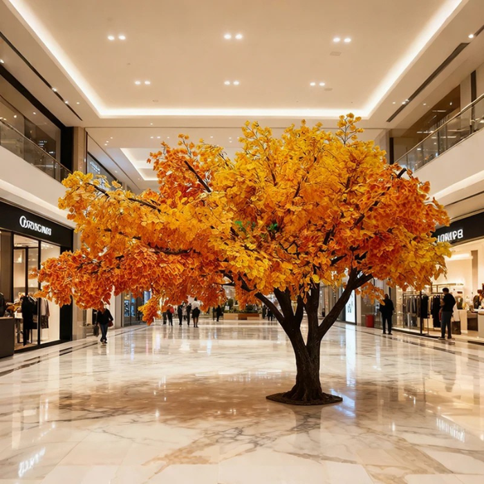 Artificial Ginkgo Tree Fiberglass Trunk Hospitality Use