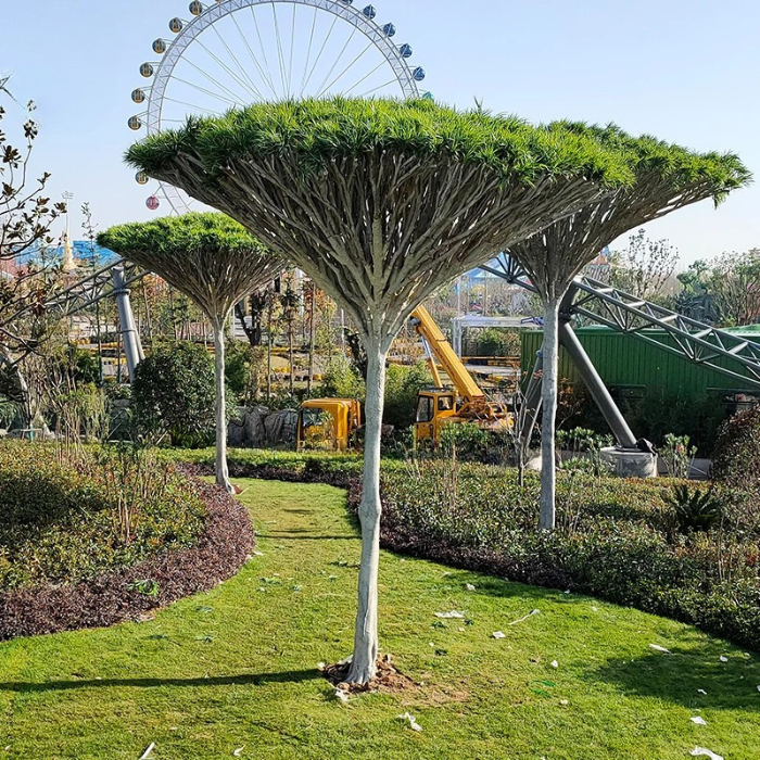 Artificial Dracaena Fragrans Tree Fiberglass Trunk Outdoor Ready