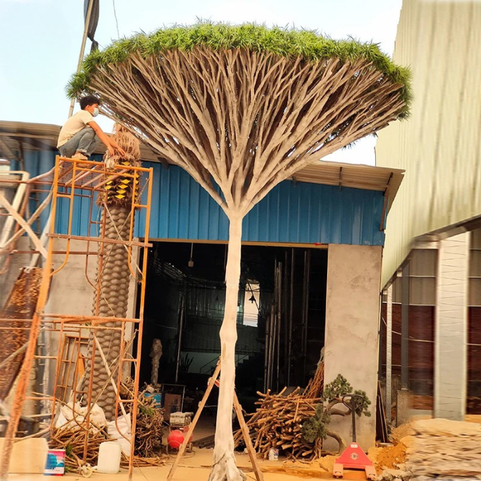 Artificial Dracaena Fragrans Tree Fiberglass Trunk Outdoor Ready