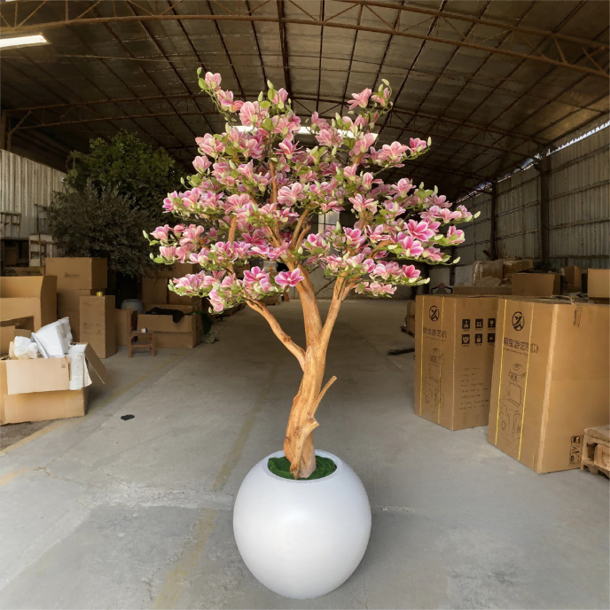 Artificial Cherry Blossom Magnolia Tree Vibrant Silk Petals Indoor Display