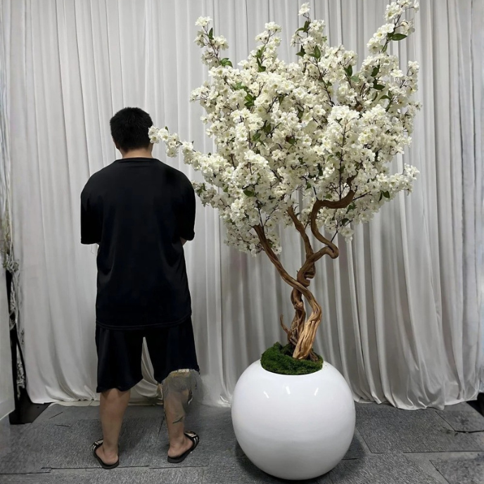Artificial Cherry Blossom Tree Pink White Blooms Indoor Outdoor Decoration