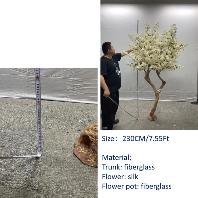 Artificial White Cherry Blossom Bonsai Tree Elegant Outdoor Use