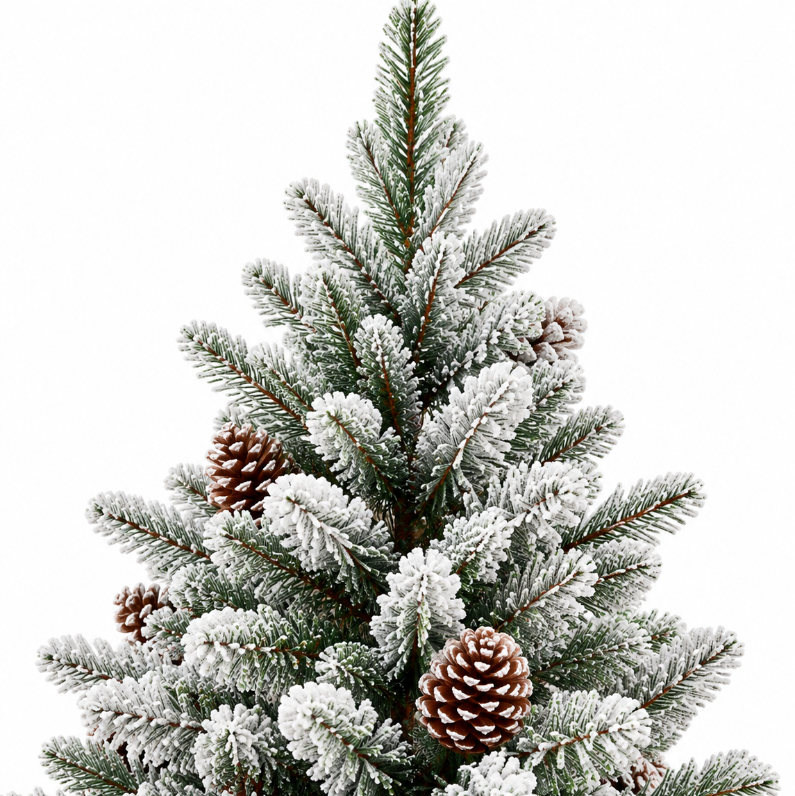 King Noble Artificial Christmas Tree with Snow Flocking and Pine Cones