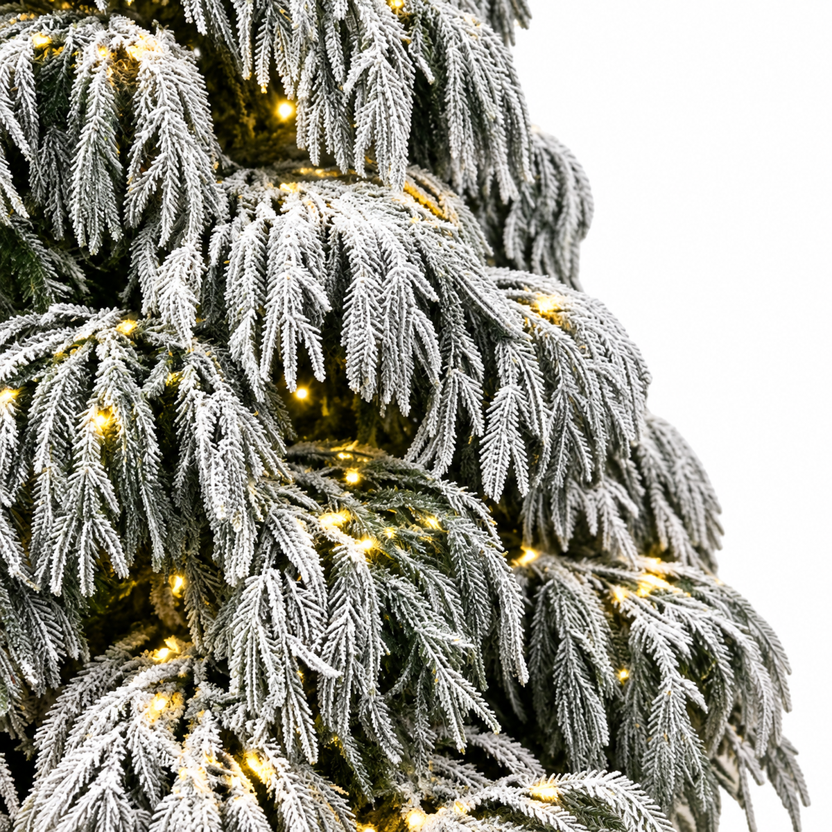 Pre-Lit Snow Flocked Weeping Artificial Christmas Tree with Warm White LED Lights