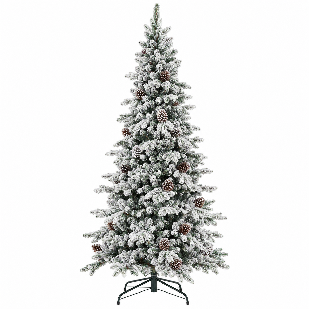 King Noble Artificial Christmas Tree with Snow Flocking and Pine Cones