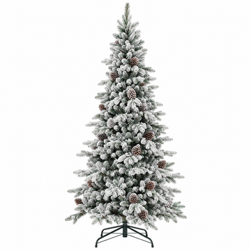 King Noble Artificial Christmas Tree with Snow Flocking and Pine Cones