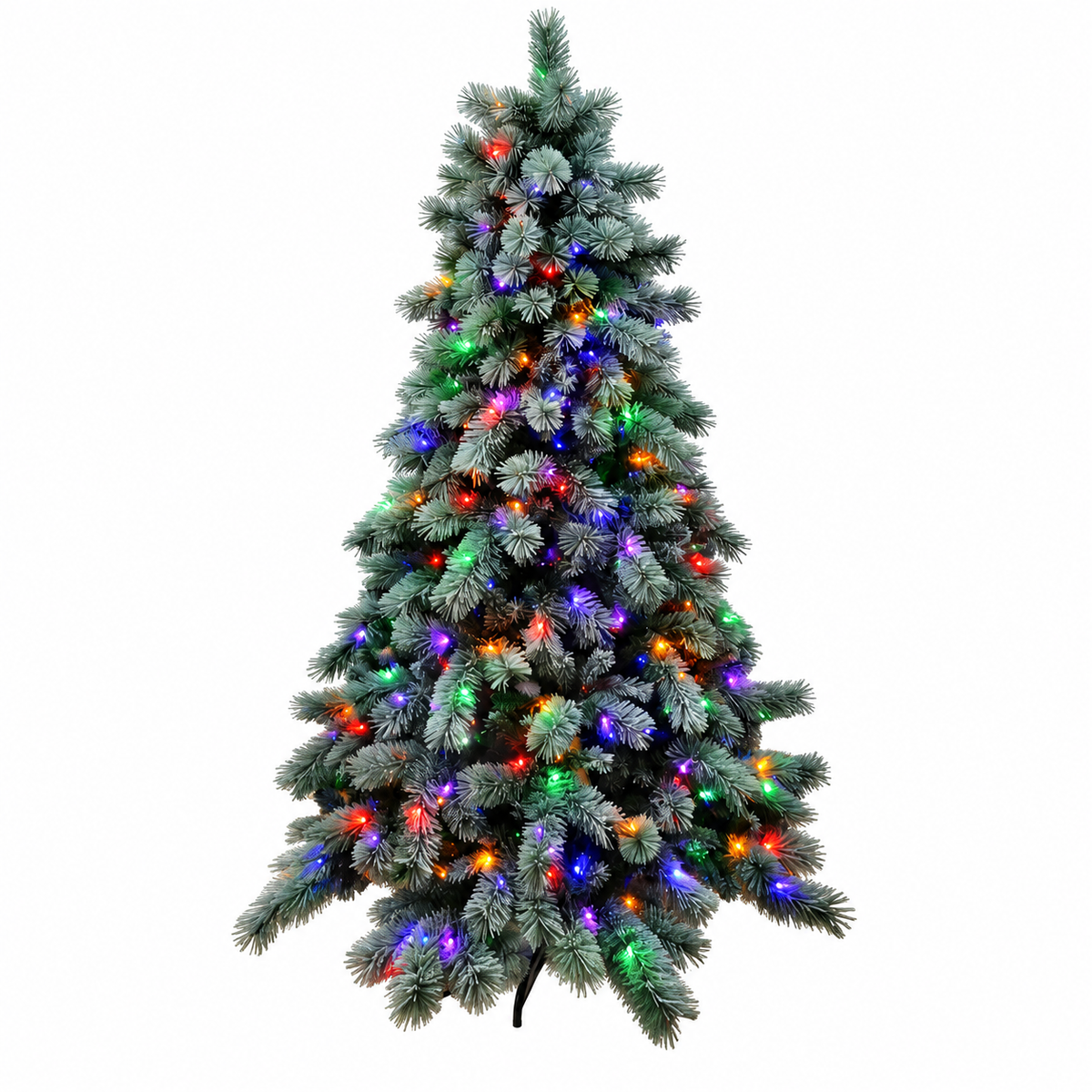 Flocked Fraser Fir Pre-Lit Christmas Tree with Multicolor LED Lights