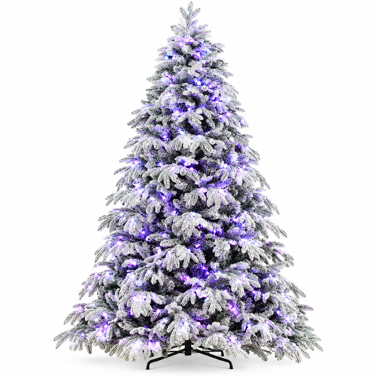 Snow Flocked Artificial Christmas Tree with Multicolor Lights