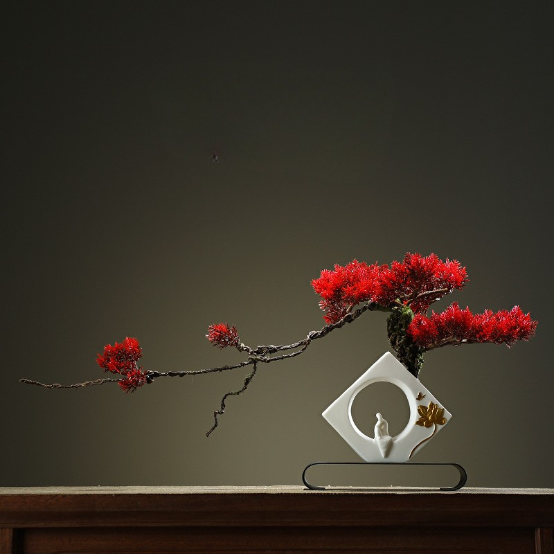 Artificial Pine Bonsai Natural Wood Trunk Indoor Decor