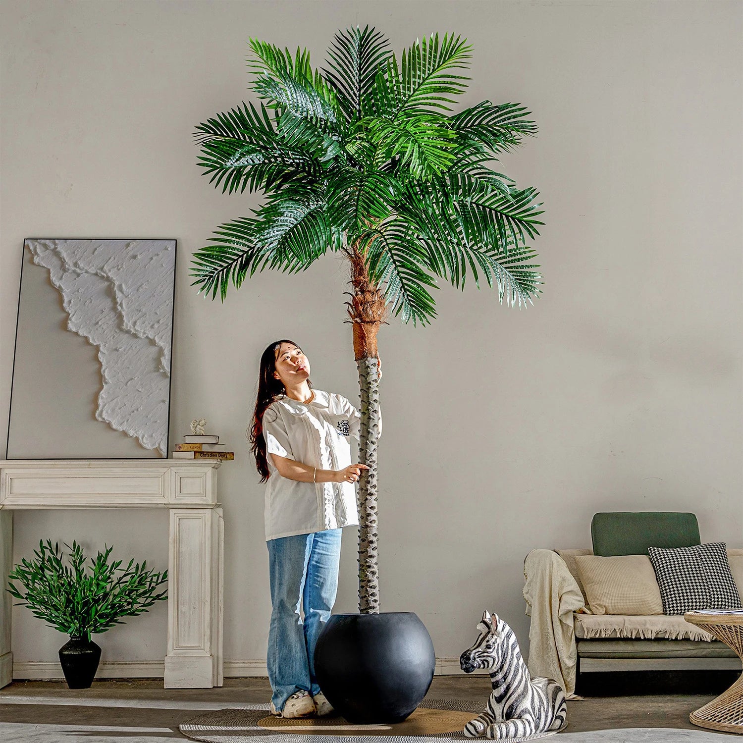 Artificial Coconut Palm Tree Plastic Outdoor Decor 9.2FT