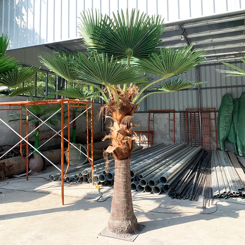 Artificial Palm Tree Lifelike Fan Leaves Outdoor Use