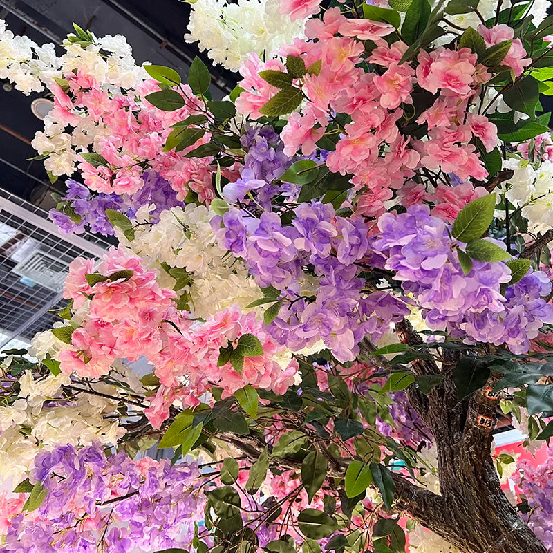 8 FT White Cherry Blossom Tree Lighted Fiberglass Trunk