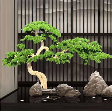 Artificial Bonsai Pine Tree Plastic and Silk Decor
