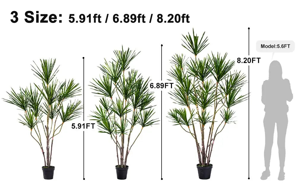 Artificial Dracaena Yucca Tree Plastic Potted Plant 8 FT