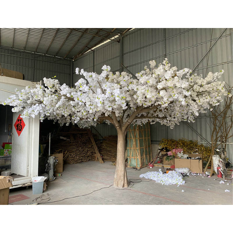 Artificial Silk Sakura Cherry Blossom Tree with White Flowers