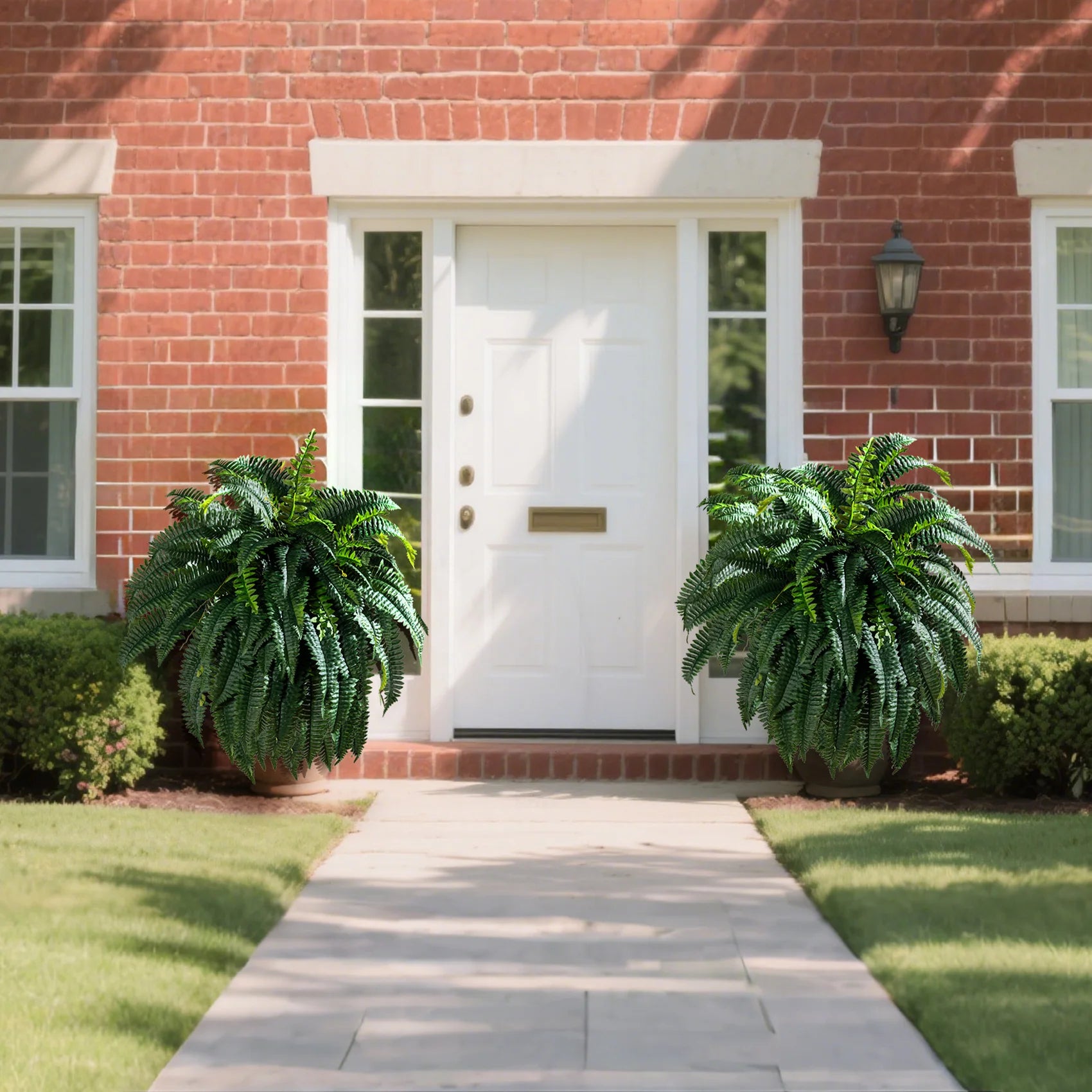 Artificial Boston Fern PE Shrubs for Outdoor Balcony Decor