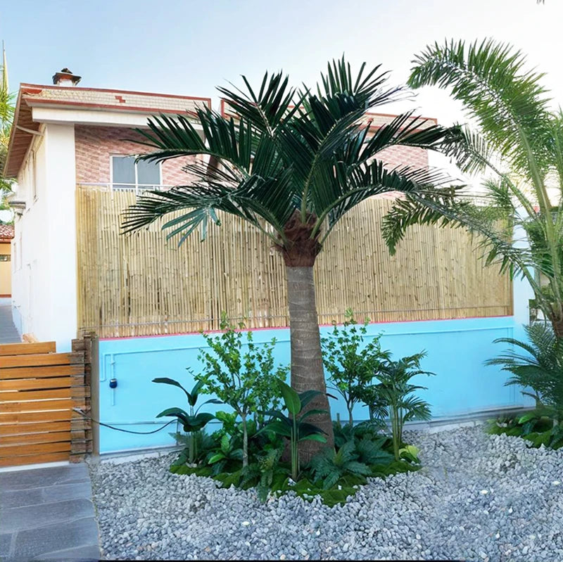 Artificial Palm Tree Lifelike Fan Leaves Outdoor Use