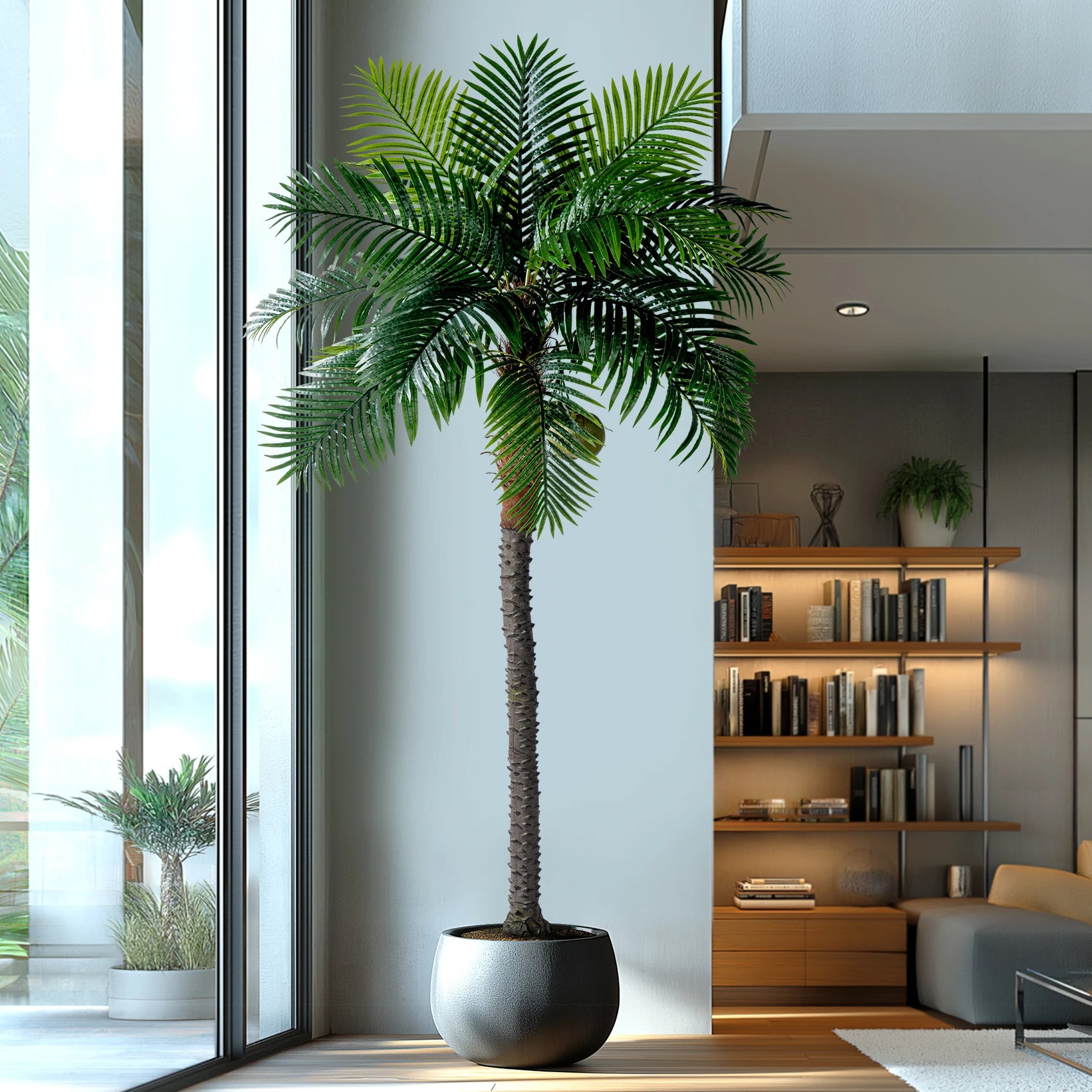 Artificial 8ft Coconut Palm Tree Indoor Outdoor Decor