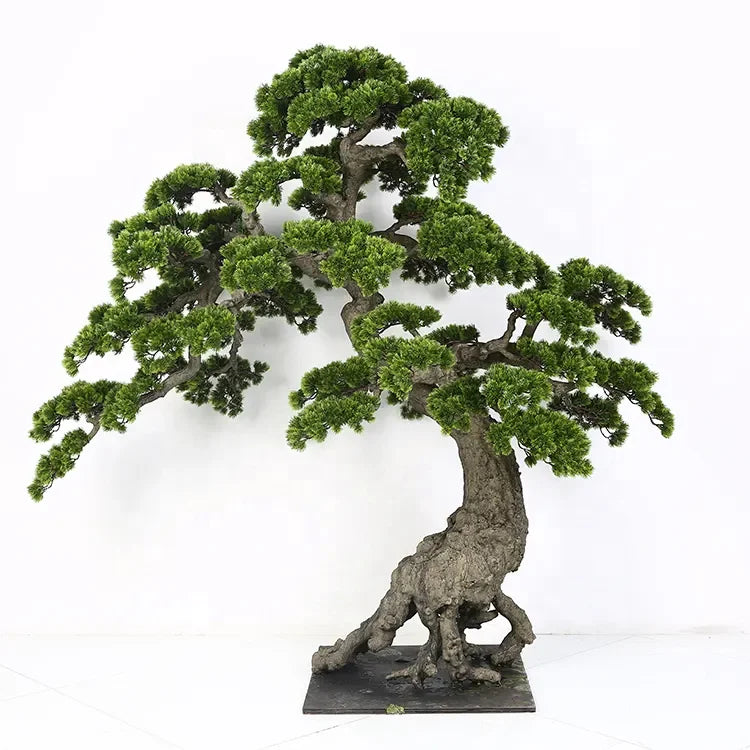 Artificial Bonsai Pine Tree Plastic and Silk Decor