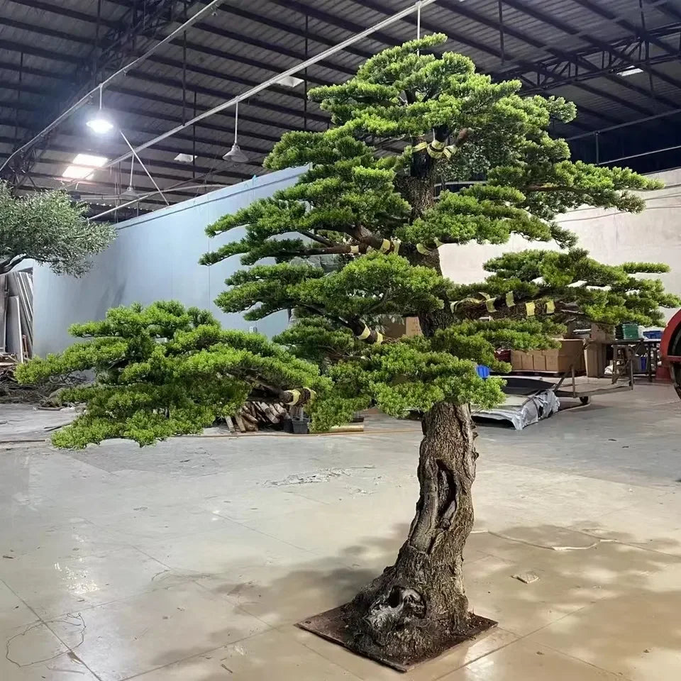 Artificial Bonsai Pine Tree Plastic and Silk Decor