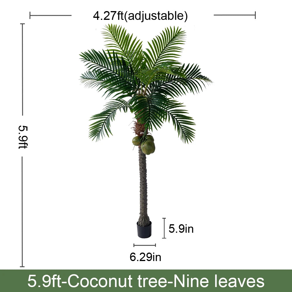Artificial Metal Coconut Palm Tree Indoor Outdoor Decor 9.2FT